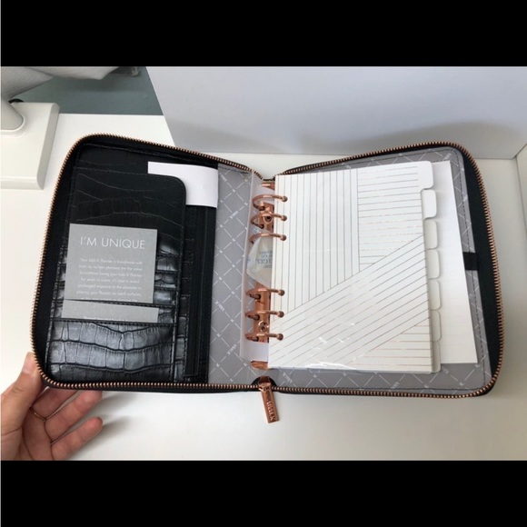 Kikki.K B6 Black Croco Leather Zippered Planner - Picture 4 of 12
